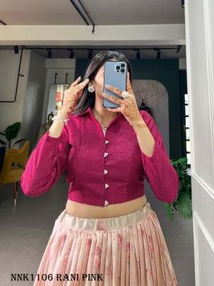 Dola Silk Rani Pink Floral Print Lehenga