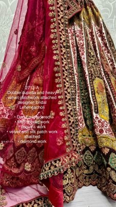 Double dupatta and Heavy Velvet Patchwork Designer Bridal Lehenga choli