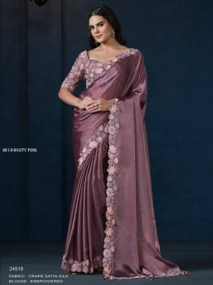 Dusty Pink Color With Floral Embroidery By Mahotsav
