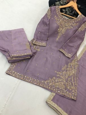 Dusty Purple Heavy Handwork Salwar Suit 