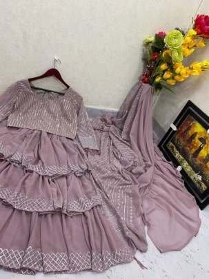 Dusty Rose Georgette  Sequence Work Ready To Wear Saree