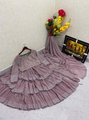 Dusty Rose Georgette  Sequence Work Ready To Wear Saree