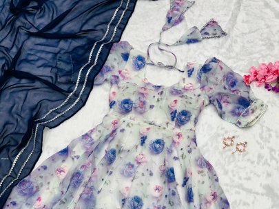 Elegance For Every Occasion   Blue Gown With Dupatta