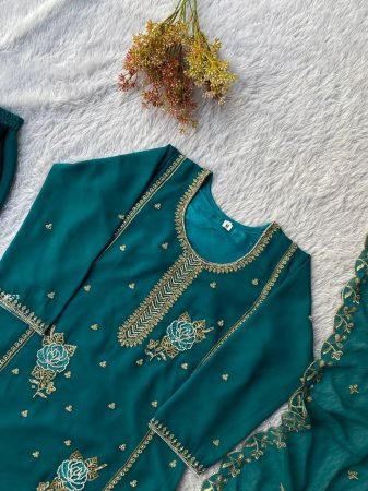 Elegance Fox Georgette Embroidered Gharara Suit Set