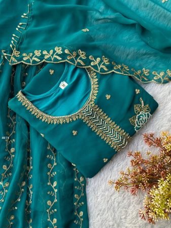Elegance Fox Georgette Embroidered Gharara Suit Set