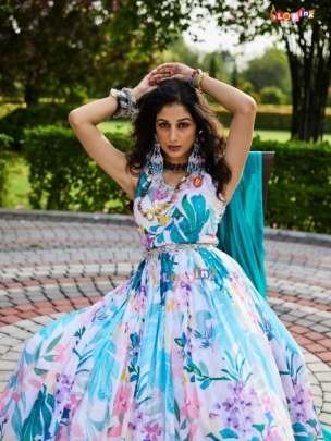 Elegance Full Body Floral Printed Silk Anarkali Gown