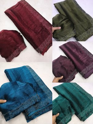 Elegance Jimmy Choo Siroski Diamond Saree