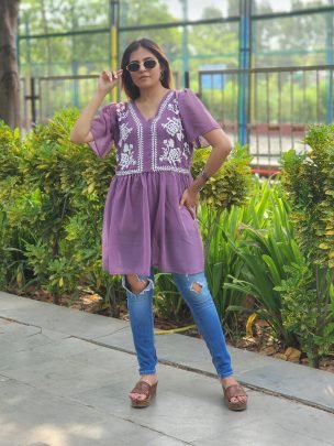 Elegant Anarkali Top in Heavy Georgette with Embroidery 