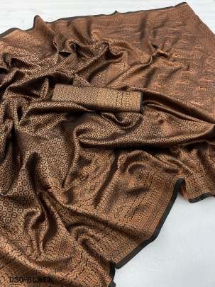 Elegant Black Banarasi Silk Saree with Traditional Motifs