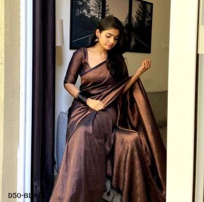 Elegant Black Banarasi Silk Saree with Traditional Motifs