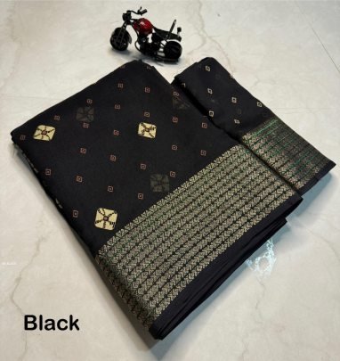 Elegant Black Saree With kalamkari style print