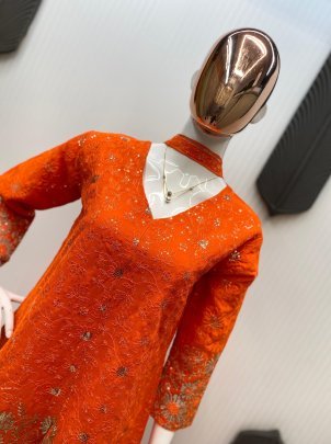 Elegant Designer Georgette With Sequence Work Orange Plazzo Set