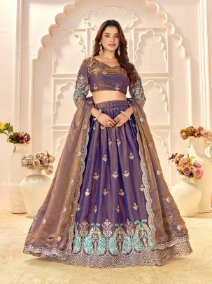 Elegant Fendi Silk Semi-Stitched Lehenga with Men’s Kurta