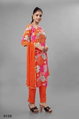 Yellow Color Floral Printed Fancy Kurti Pant With Dupatta