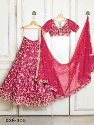 Elegant Gajri Malai Satin Silk Lehenga Choli Set with Embroidery