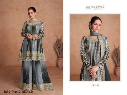 Elegant Gulkayra Designer Real Chinon Black Suit Collection
