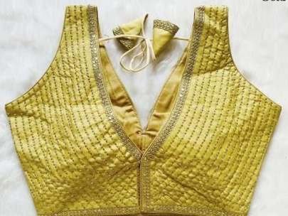 Elegant Looking Yellow Silk Beautiful Blouse