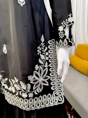 Elegant  Natural Crepe Black Designer Palazzo Set