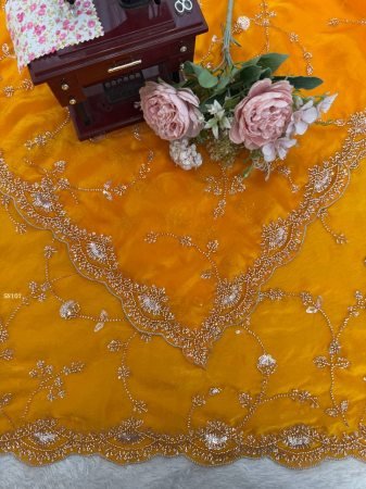 Elegant Orange Embroidered Saree for Women
