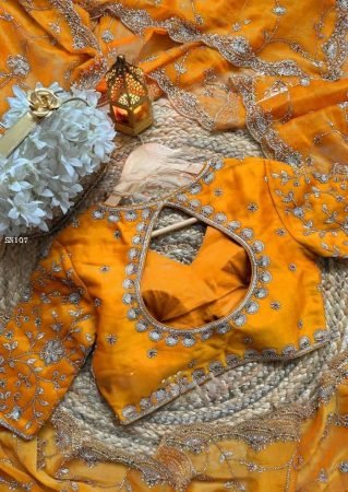 Elegant Orange Embroidered Saree for Women