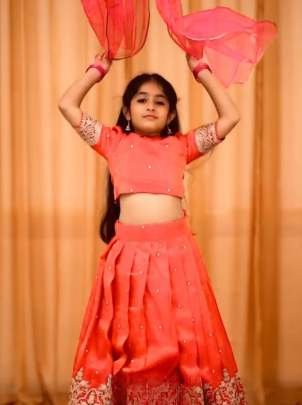 Elegant Orange kids Lehenga