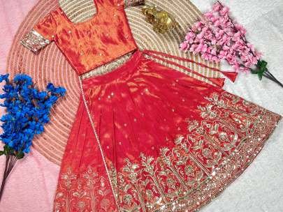Elegant Orange kids Lehenga