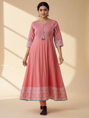 Elegant Pink Anarkali Kurti for Women