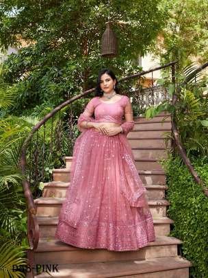 Elegant Pink Sequin Embroidered Net Lehenga Choli