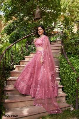 Elegant Pink Sequin Embroidered Net Lehenga Choli