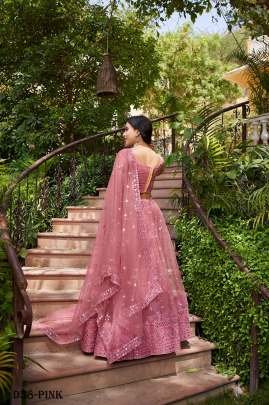 Elegant Pink Sequin Embroidered Net Lehenga Choli