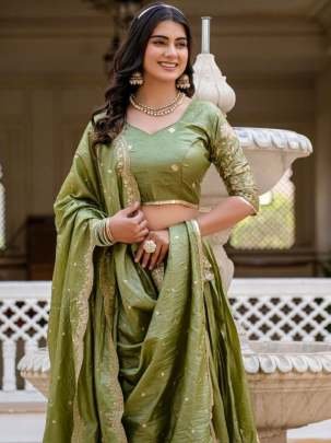 Elegant  Pista Green Colour Lehenga Choli Set