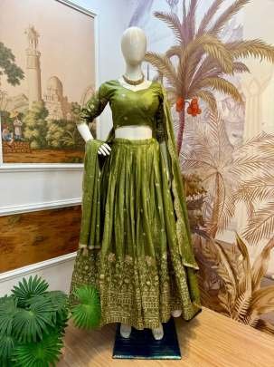 Elegant  Pista Green Colour Lehenga Choli Set