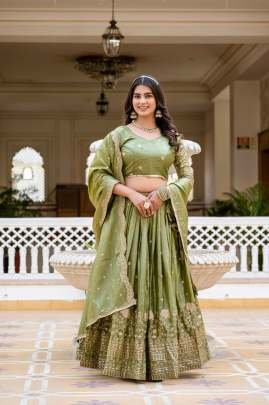Elegant  Pista Green Colour Lehenga Choli Set