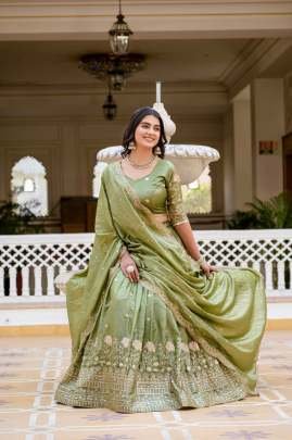 Elegant  Pista Green Colour Lehenga Choli Set