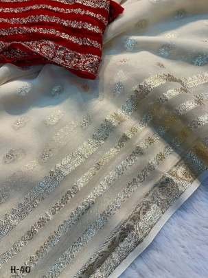 Elegant Puja Special Off White Viscose Saree