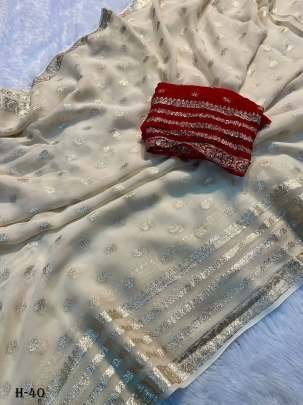 Elegant Puja Special Off White Viscose Saree