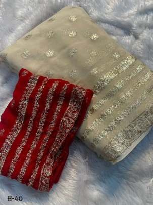 Elegant Puja Special Off White Viscose Saree