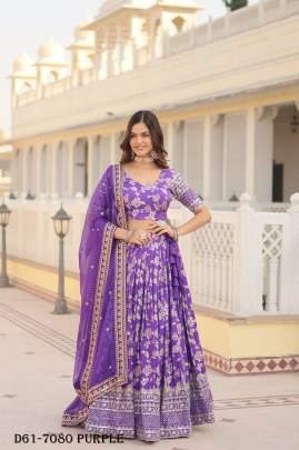 Elegant Pure Viscose Jacquard Purple Lehenga Set By Fab Funda