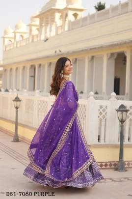Elegant Pure Viscose Jacquard Purple Lehenga Set By Fab Funda