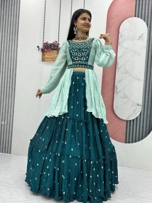  Elegant Rama  Crop Top  With Real Handwork
