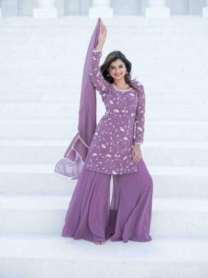 Elegant Readymade Thread Work Georgette Sharara Set