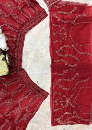 Elegant Red Butterfly Net Lehenga with Sequins Work