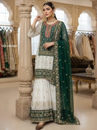 Elegant Sharara Kurti Set with Pearl Moti And Zari Work