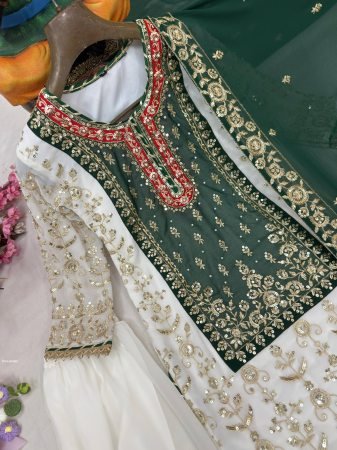 Elegant Sharara Kurti Set with Pearl Moti And Zari Work