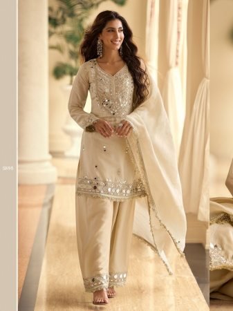 Elegant Vichitra Silk Kurti Set with Mirror Work With Dupatta