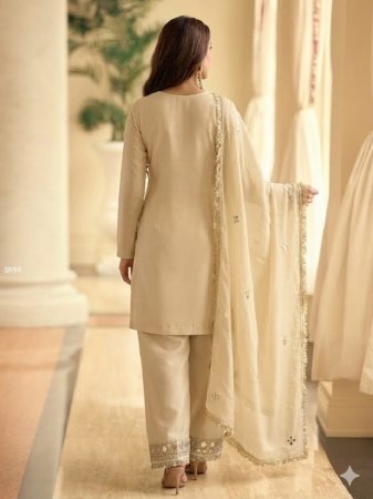 Elegant Vichitra Silk Kurti Set with Mirror Work With Dupatta