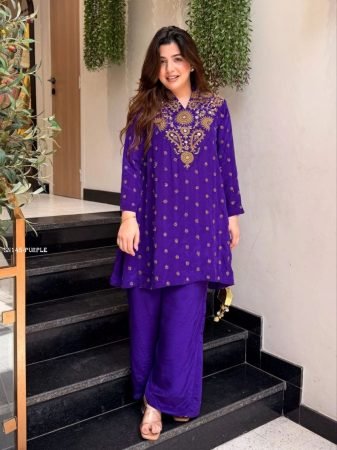 Elegant Womens Embroidered Kurta Pant Ethnic Set