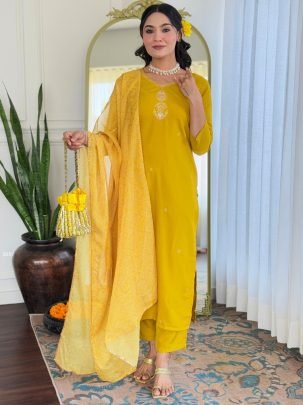Elegant Yellow Ethnic Suit with Dupatta