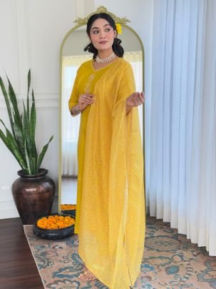 Elegant Yellow Ethnic Suit with Dupatta