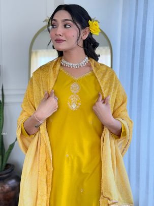 Elegant Yellow Ethnic Suit with Dupatta